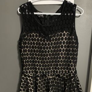 Black and taupe lace top